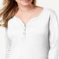 Karen Scott Women's Cotton Henley Top White Size M