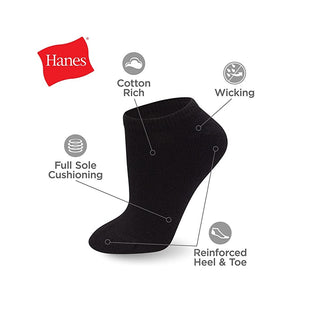 Hanes Women's Value Pack No Show Socks Black Size -8-12