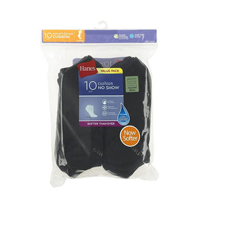 Hanes Women's Value Pack No Show Socks Black Size -8-12