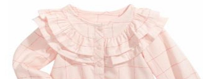 First Impressions Baby Girl's Cotton Ruffle Trim Windowpane Top Pink Size 6-9 M