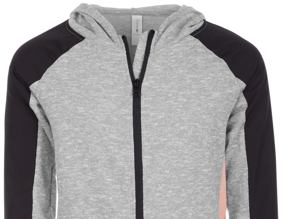 Ideology Big Girl's Colorblocked Zip up Hoodie Gray Size 14L