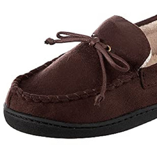 Isotoner Men's Microsuede Moccasin Slipper Brown Size -9.5-10.5