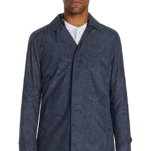 Tallia Men's Slim Fit Paisley Packable Trench Coat Black Size XX-Large