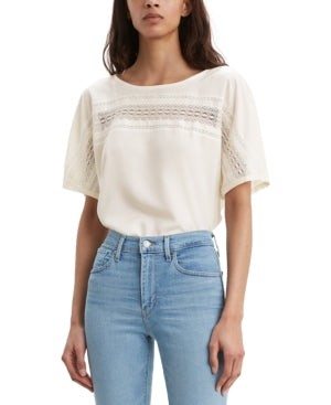 Levi's Women's Noe Lace Contrast T-Shirt White Size XL