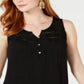 Style & Co Women's Split Neck Button Tank Blouse Black Size Large