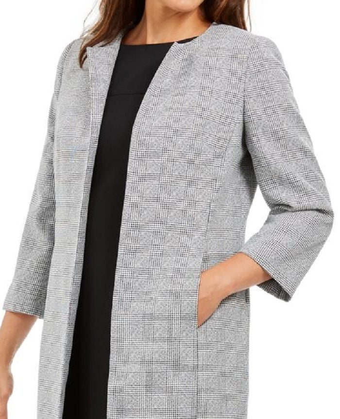 Le Suit Women's Suit Tweed Topper Dress Black Size 8