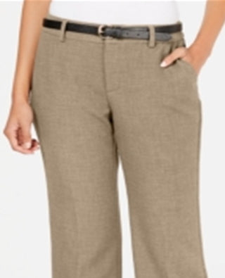 Charter Club Women's Belted Tummy Control Trousers Brown Size 18