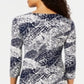 JM Collection Women's Printed Zip Front Dress Blue Size Petite