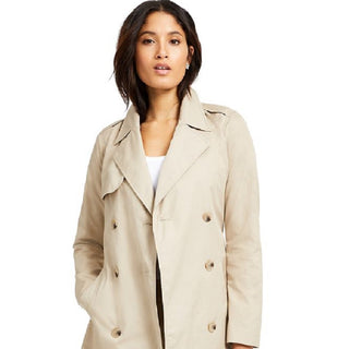 Charter Club Women's Classic Solid Trench Coat Brown Size Small