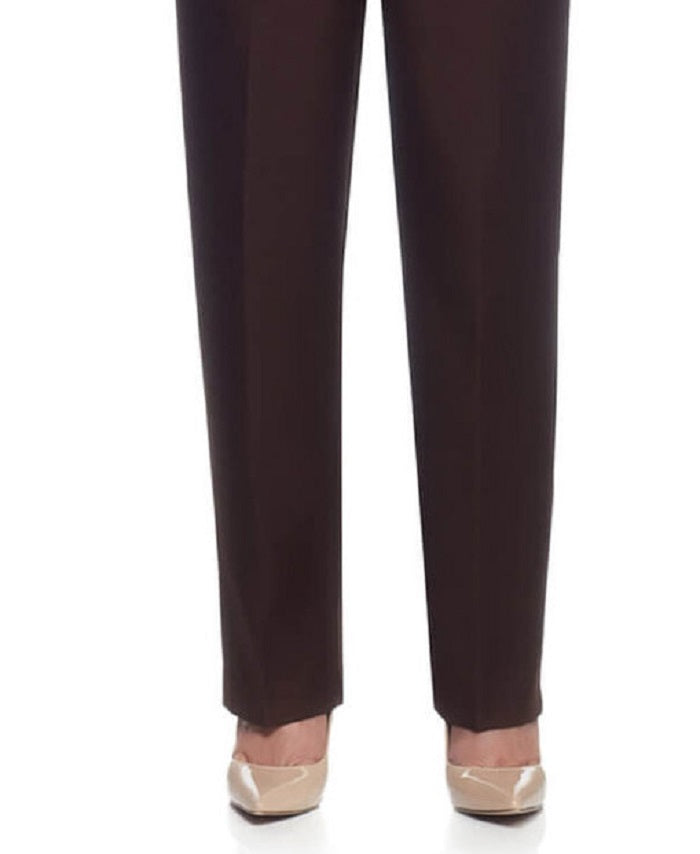 Alfred Dunner Women's Classics Pull on Straight Leg Pants Brown Size 12