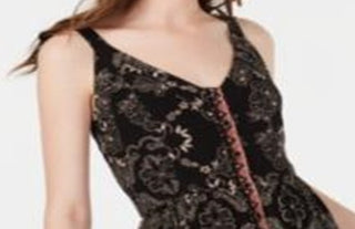 American Rag Junior's Printed Button Front Sun Dress Black Size Small