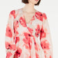 Calvin Klein Women's Long Sleeve Above the Knee Faux Wrap Dress Red Size 10