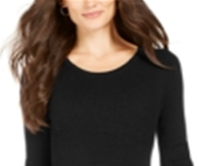 Style & Co Women's Ribbed Sweater Dress Black Size PP