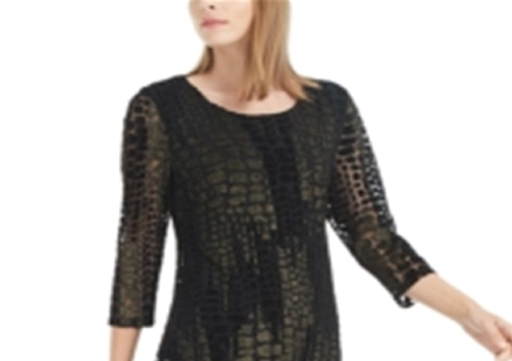 Alfani Women's Printed Super Tunic Black Size Petite Medium