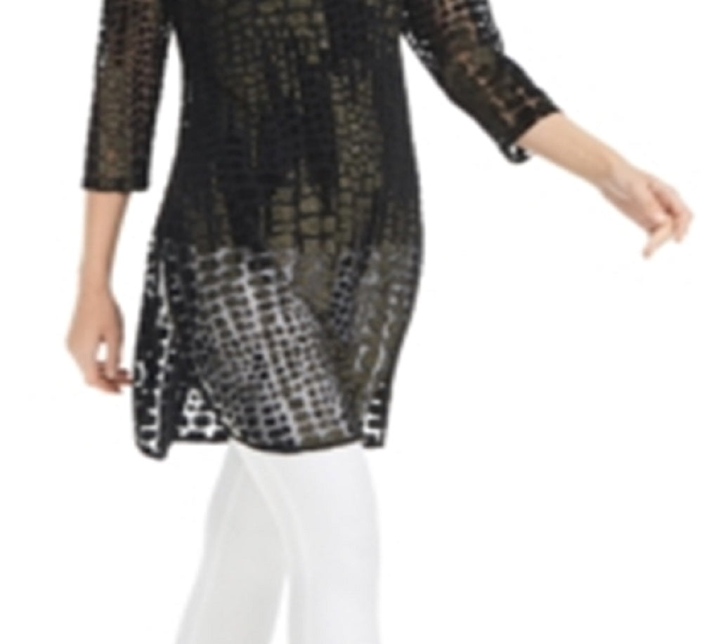 Alfani Women's Printed Super Tunic Black Size Petite Medium