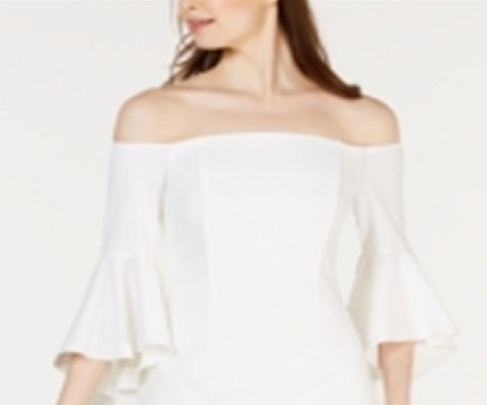 Calvin Klein Women's One Shoulder Solid Sheath Dress White Size 4