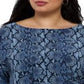 Michael Kors Women's Plus Snake Print Tie Sleeve Top Blue Size 2X
