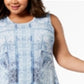 Style & Co Women's Plus Printed Knee Length Tunic Dress Blue Size 3X