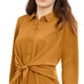 Alfani Women's Tie Front Shirt Dress Yellow Size 4 Petite