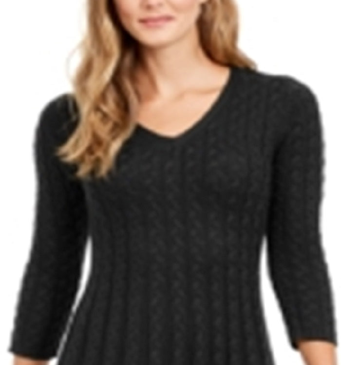 Jessica Howard Women's Cable Knit Sweater Dress Black Size Large