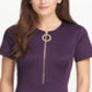 DKNY Women's Short Sleeve Above the Knee Dress Purple Size 14