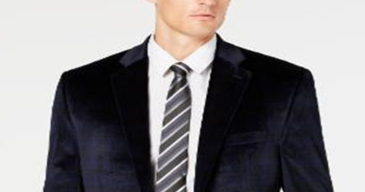 Ralph Lauren Men's Classic Regular Fit UltraFlex Velvet Plaid Sport Coat Blue Size 46