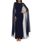 Betsy & Adam Women's Chiffon Cape Gown Dress Blue Size  6