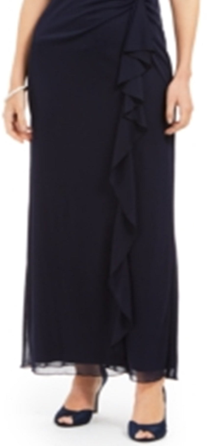 Connected Women's Lace Column Gown Blue Size 16