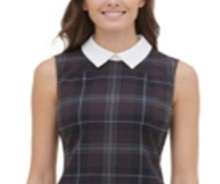 Tommy Hilfiger Women's Contrast Collar a Line Dress Gray Size 14