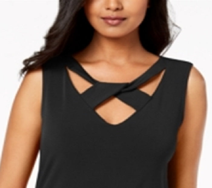 JM Collection Women's Twist Neck Blouse Black Size XL
