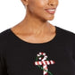 Karen Scott Women's Sequined Anchor Top Black Size L