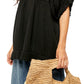 Free People Women's Pleated Pouf Jewel Neck Top Black Size Medium