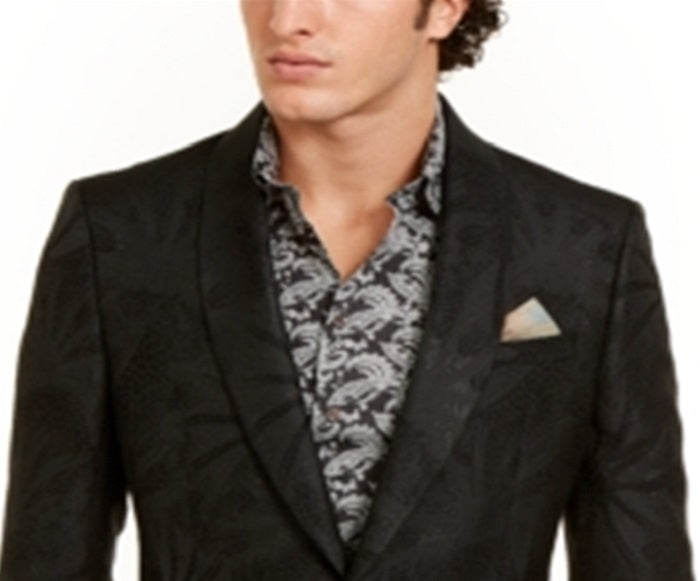 Tallia Men's Classic Shimmer Shawl Collar Suit Jacket Black Size 42