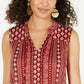 Style & Co Women's Printed Lace Trim Tunic Red Size Small