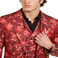 Tallia Men's Short Qipao Dragon Jacquard Peak Lapel Blazer Red Size 40