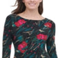 Tommy Hilfiger Women's Floral Long Sleeve Boat Neck MIDI Sheath Dress Black Size 12
