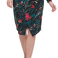 Tommy Hilfiger Women's Floral Long Sleeve Boat Neck MIDI Sheath Dress Black Size 12