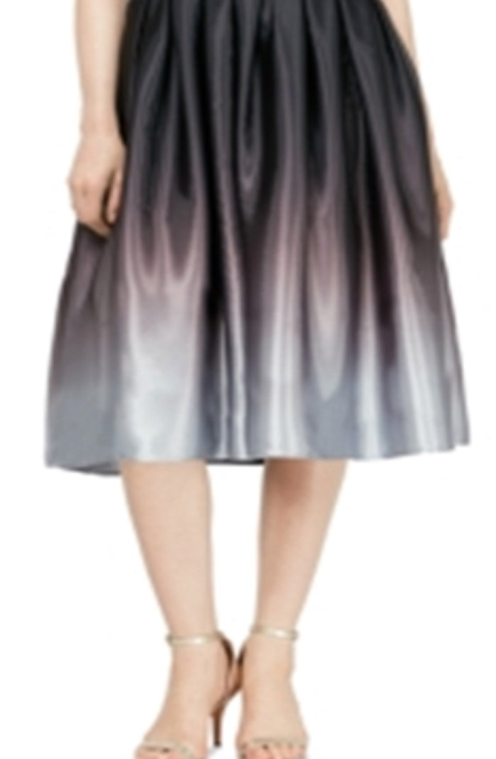 SL Fashions Women's Zippered Ombre Sleeveless V Neck Below the Knee Fit Flare Cocktail Dress Black Size 12