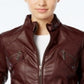 Jou Jou Women's Motorcycle Jacket Brown Size Large
