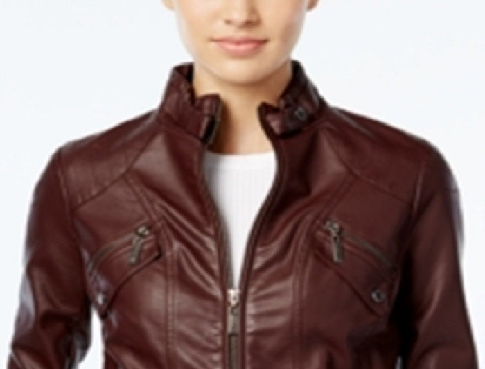 Jou Jou Women's Motorcycle Jacket Brown Size Large