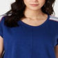 Style & Co Women's Short Sleeve Scoop Neck Top Blue Size Large