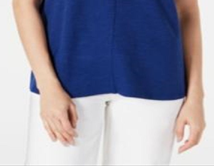 Style & Co Women's Short Sleeve Scoop Neck Top Blue Size Large