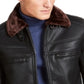 INC International Concepts Men's Faux Fur Lined Zip up Faux Leather Jacket Black Size XX-Large