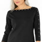 Karen Scott Women's Cotton Studded Swing Dress Black Size Small