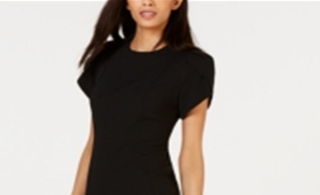 Calvin Klein Women's Petal Sleeve Above the Knee Dress Black Size 6Petite