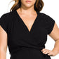 City Chic Women's Ruffled Satin Faux Wrap Dress Black Size X-Small
