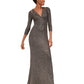 Calvin Klein Women's 3/4 Sleeve Full Length Body Con Formal Dress Black Size 10