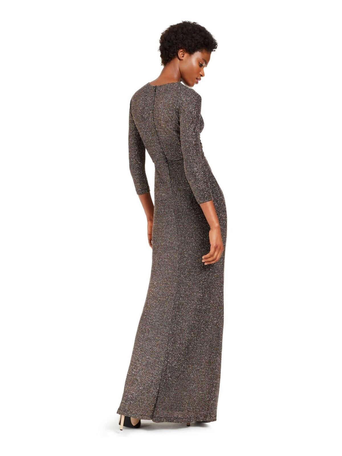Calvin Klein Women's 3/4 Sleeve Full Length Body Con Formal Dress Black Size 10