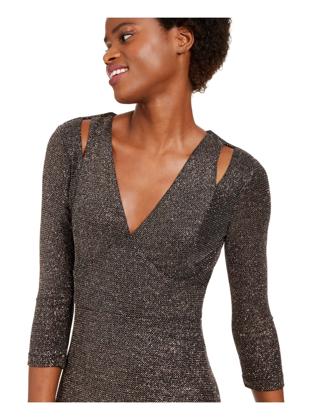 Calvin Klein Women's 3/4 Sleeve Full Length Body Con Formal Dress Black Size 10