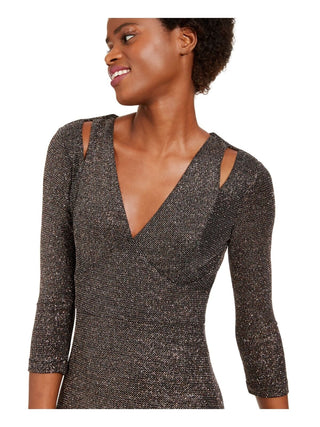 Calvin Klein Women's 3/4 Sleeve Full Length Body Con Formal Dress Black Size 10